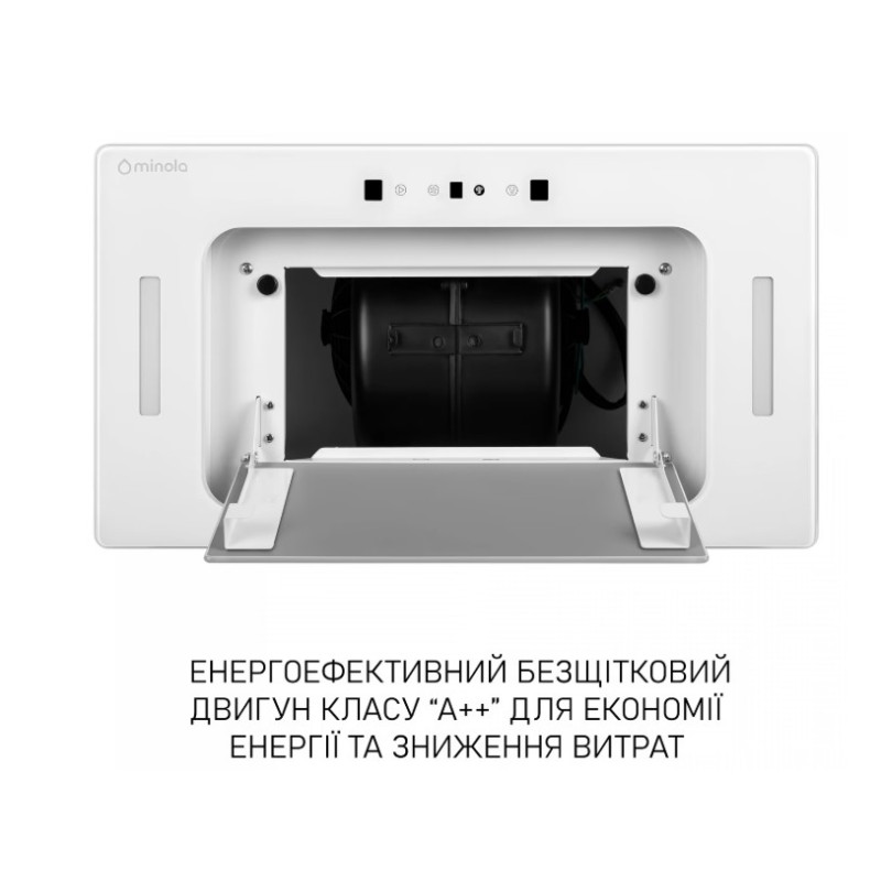 Витяжка Minola BGH 5977 WH Silent 1300 LED (пульт, повновбудована)