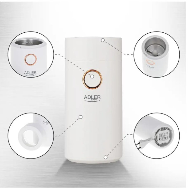 Кавомолка Adler AD 4446 white gold
