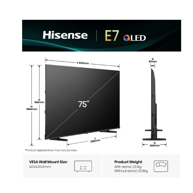 Телевізор HISENSE 75E7Q Smart TV