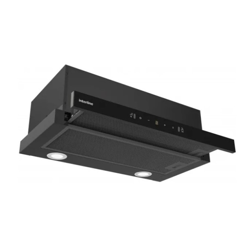 Витяжка  INTERLINE SLIM ULTRA GLASS BL A/60 телескоп (60см, 1000куб)