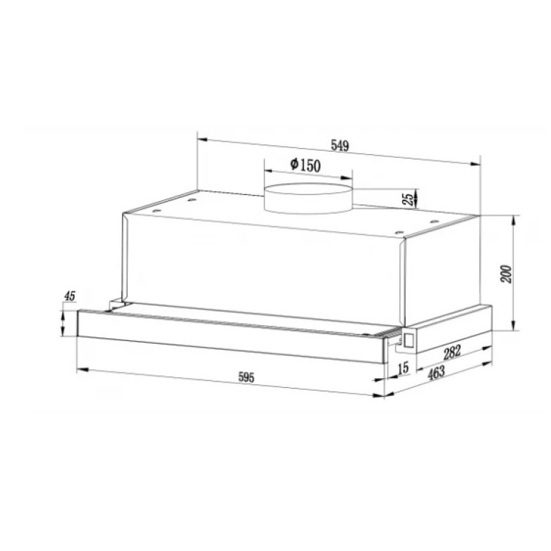 Витяжка  INTERLINE SLIM ULTRA GLASS BL A/60 телескоп (60см, 1000куб)