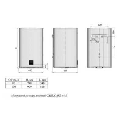 Водонагрівач WHP Carl 100 сухий тен