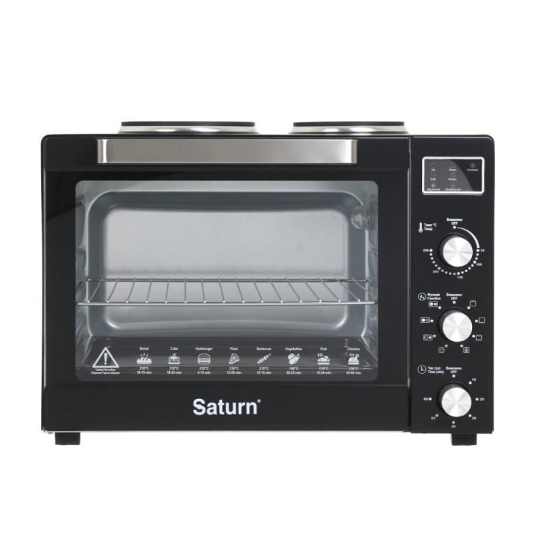 Духовка SATURN ST-EC3306 (чорна,конвекція,гриль,2 бліна,60л)