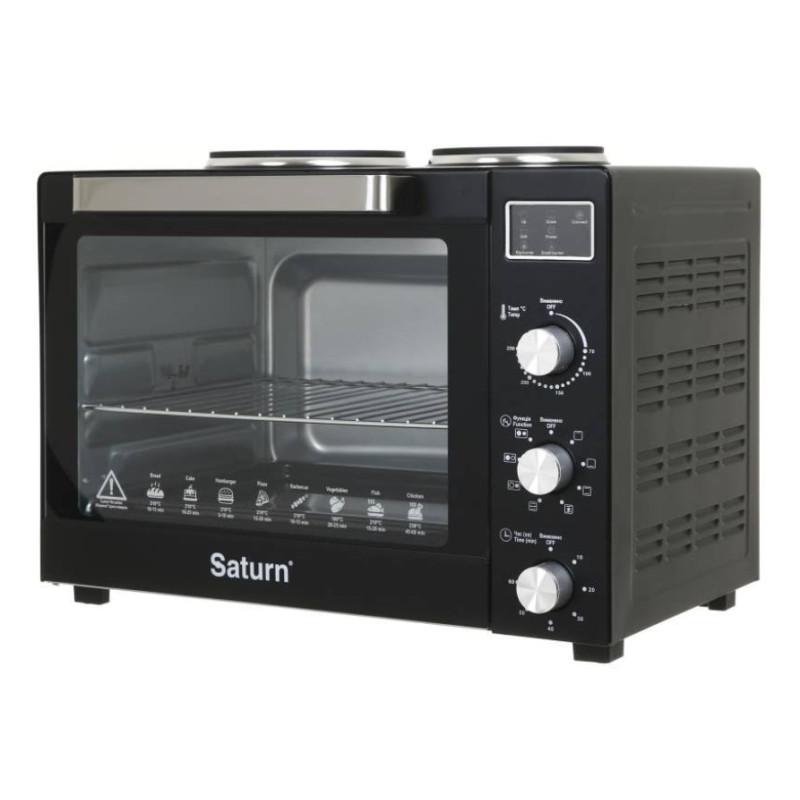 Духовка SATURN ST-EC3306 (чорна,конвекція,гриль,2 бліна,60л)