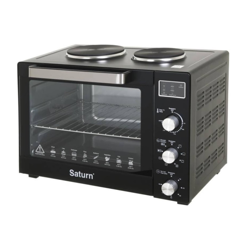 Духовка SATURN ST-EC3306 (чорна,конвекція,гриль,2 бліна,60л)