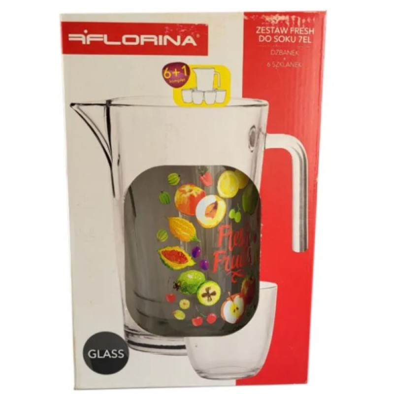 Питний набір Florina 3K8109_F Fruits (глечик 1л + 6 склянок по 300мл)