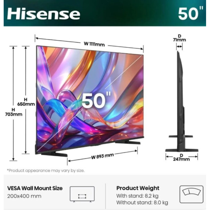 Телевізор HISENSE 50E7S Smart TV