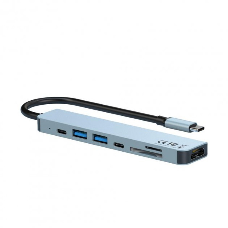 Концентратор XO HUB008 7 in 1 Black
