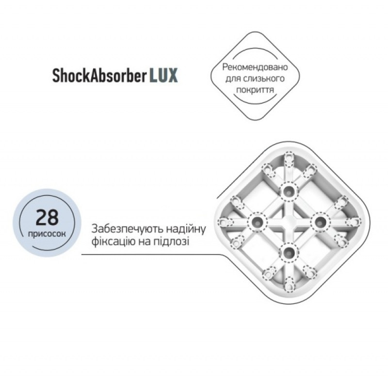 Антивібраційна підставка для прал. машинки ShockAbsorber LUX (біла)
