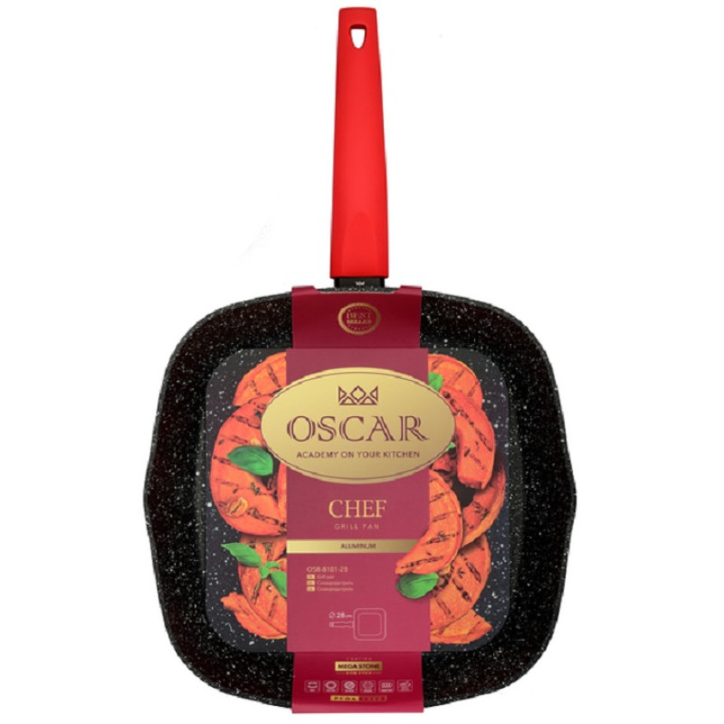 Сковорода OSCAR CHEF гриль 28 см б/кришки