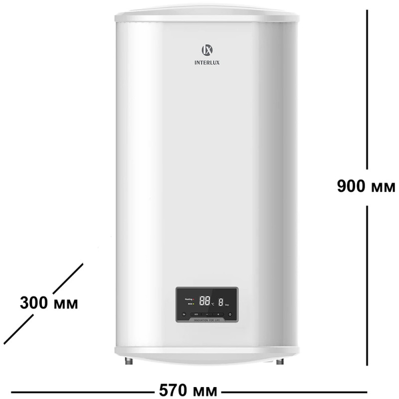 Водонагрівач INTERLUX ILDH-80DM (плаский, сухий тен, 2х1000 Вт)