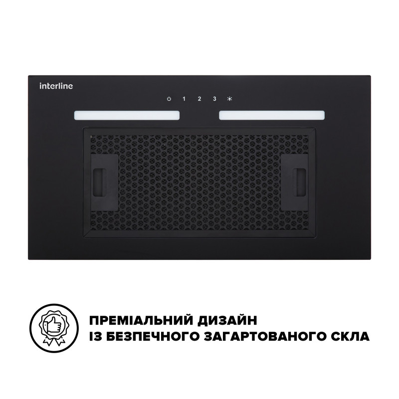 Витяжка  INTERLINE SWAY BL A/60 GL/S повновбудована  (52см, 1000куб)