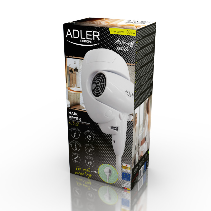 Фен ADLER AD-2252 (настінний, готельний)