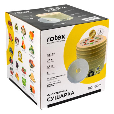Сушарка для фруктів Rotex RD660-Y (+лоток для пастили)