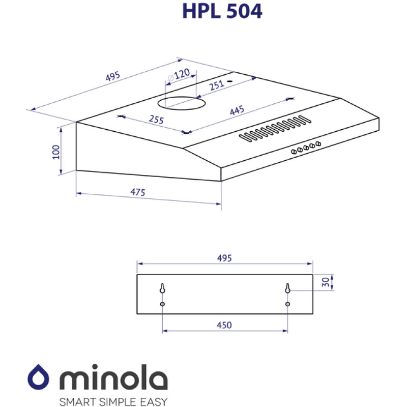 Витяжка Minola HPL 504 I (плоска)