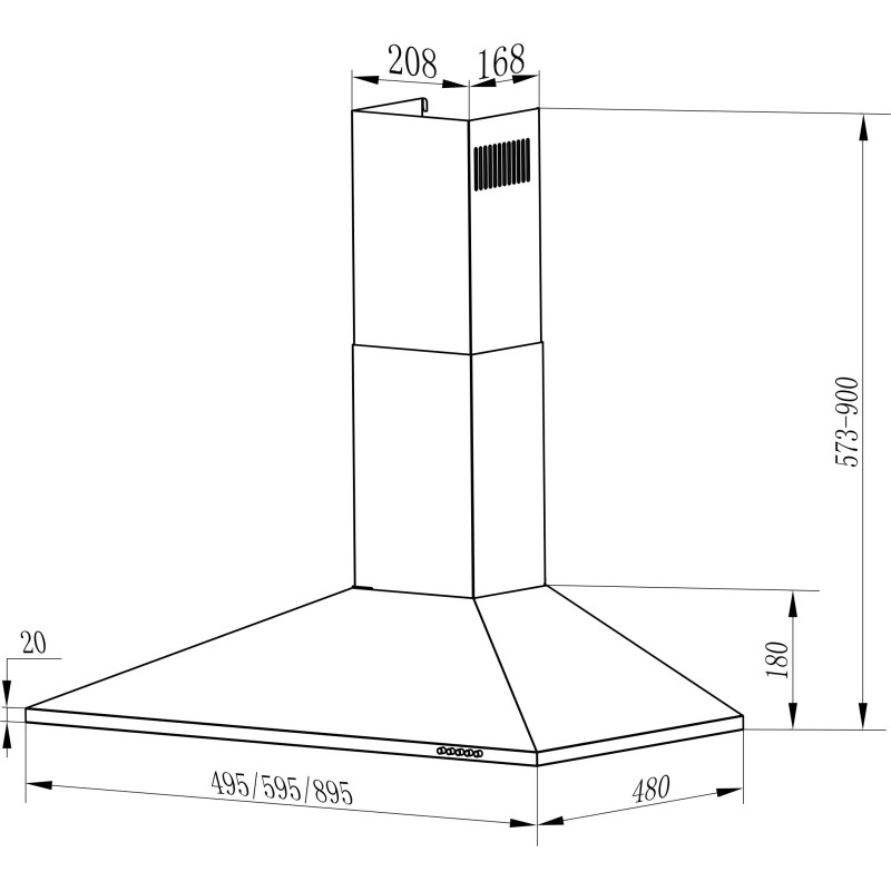 Витяжка  INTERLINE UNNA BL A/60 PB/2/T купольна (60см, 700куб)