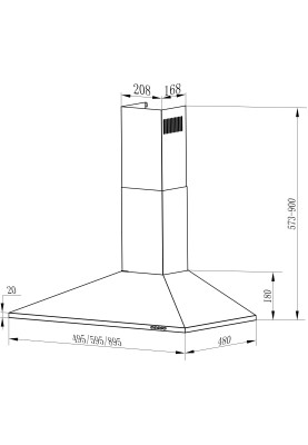 Витяжка  INTERLINE UNNA WH A/60 PB/2/T купольна (60см, 700куб)