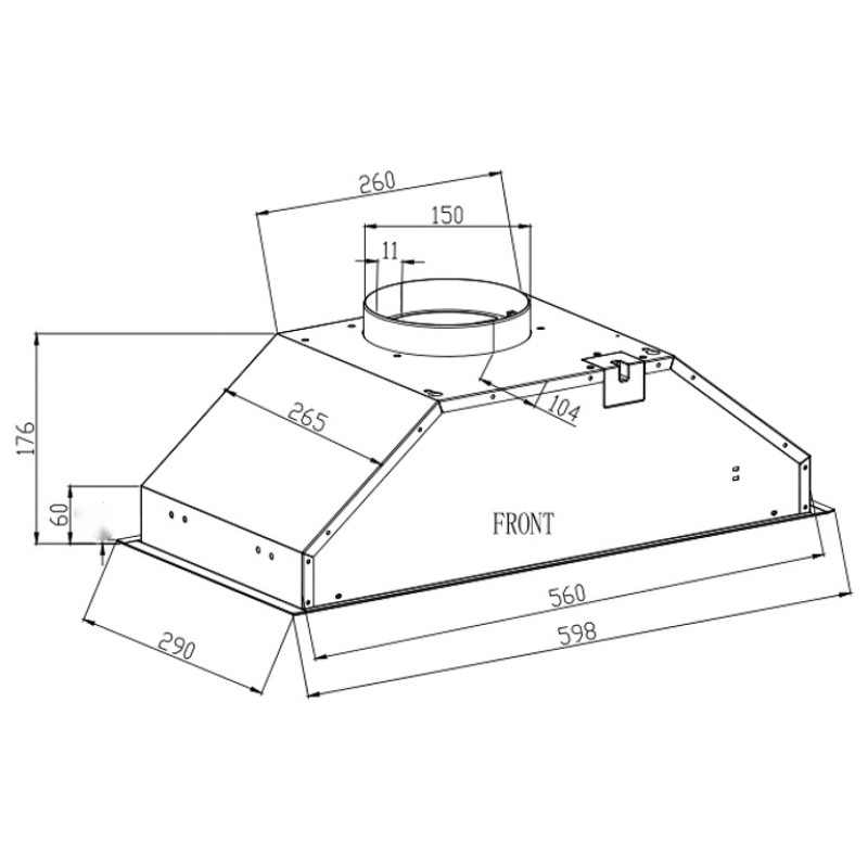 Витяжка  INTERLINE SMART S IX A/60/T повновбудована  (60см, 700куб)