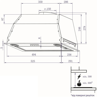 Витяжка Minola HBI 5622 BL 1000 LED (повновбудована)