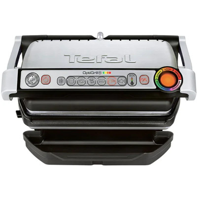 Гриль TEFAL OptiGrill + GC712D34, 2000 Вт, 6 автоматичних програм, сріблясто-чорний