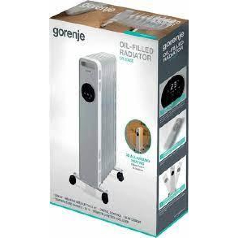 Масляний обігрівач Gorenje OR2000E 9 с-цій/2000/1200/800 Вт/20м/пульт ДУ/функція ECO/білий/