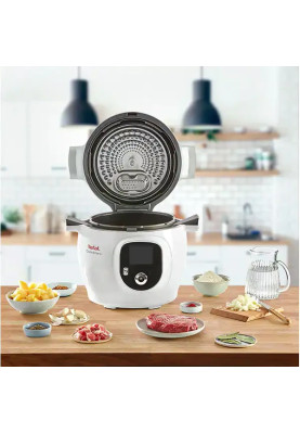 Мультиварка TEFAL Cook4Me+ CY851130, 6л, 1600Вт, 6 програм, додаток 150 рецептів, біло-сіра