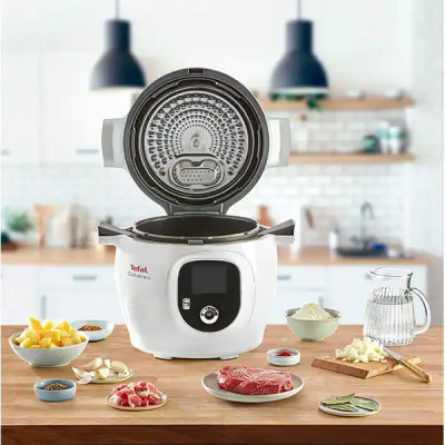 Мультиварка TEFAL Cook4Me+ CY851130, 6л, 1600Вт, 6 програм, додаток 150 рецептів, біло-сіра