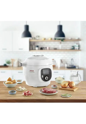 Мультиварка TEFAL Cook4Me+ CY851130, 6л, 1600Вт, 6 програм, додаток 150 рецептів, біло-сіра