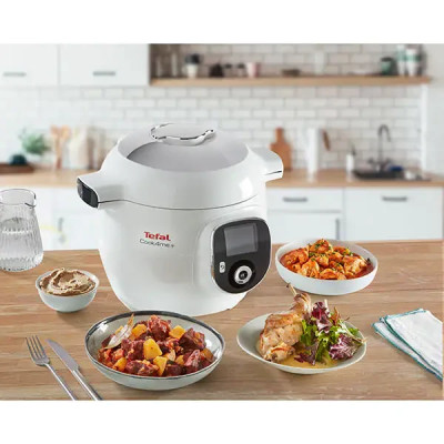 Мультиварка TEFAL Cook4Me+ CY851130, 6л, 1600Вт, 6 програм, додаток 150 рецептів, біло-сіра