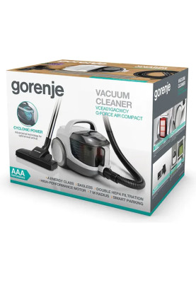 Пилосос без мішка Gorenje VCEA01GACWCY, 800 Вт, 2,2 л, кабель 5 м, Білий