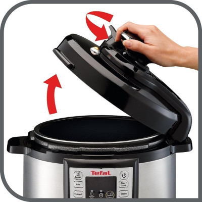 Скороварка електрична TEFAL One Pot CY505E30, 5.8л, 1200Вт, 25 програм, сріблясто-чорна