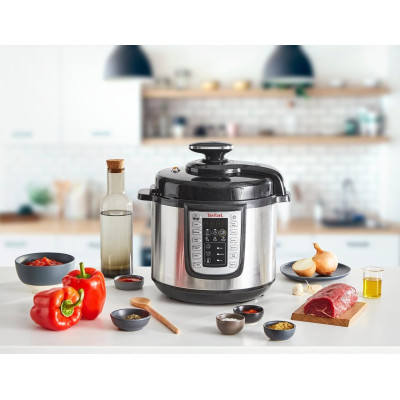Скороварка електрична TEFAL One Pot CY505E30, 5.8л, 1200Вт, 25 програм, сріблясто-чорна
