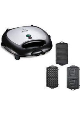 Сендвічниця TEFAL Break Time SW614831, 700W, 3 знімні пластини, чорно-срібний