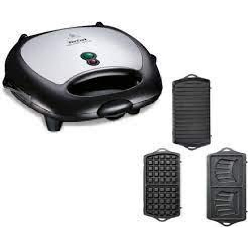 Сендвічниця TEFAL Break Time SW614831, 700W, 3 знімні пластини, чорно-срібний