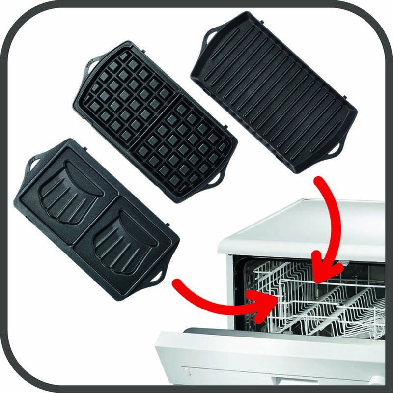 Сендвічниця TEFAL Break Time SW614831, 700W, 3 знімні пластини, чорно-срібний