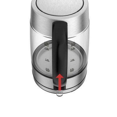 Чайник TEFAL Glass KI772D38, 1.7л, 2200W, сріблясто-чорний
