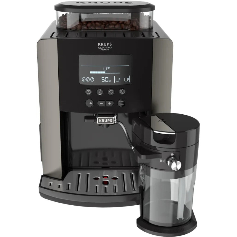 Автоматична екстрактор KRUPS Arabica Latte EA819E10, 1,7 л, 1450 Вт, 15 барів, антрацит