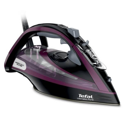 Праска TEFAL Ultimate Pure FV9835E0, 3000 Вт, 240 г/хв, 350 мл, підошва Durilium, чорно-бордовий