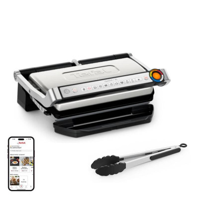 Електрогриль TEFAL OptiGrill+ XL GC728D10, 2000W, 9 автоматичних програм, сріблясто-чорний