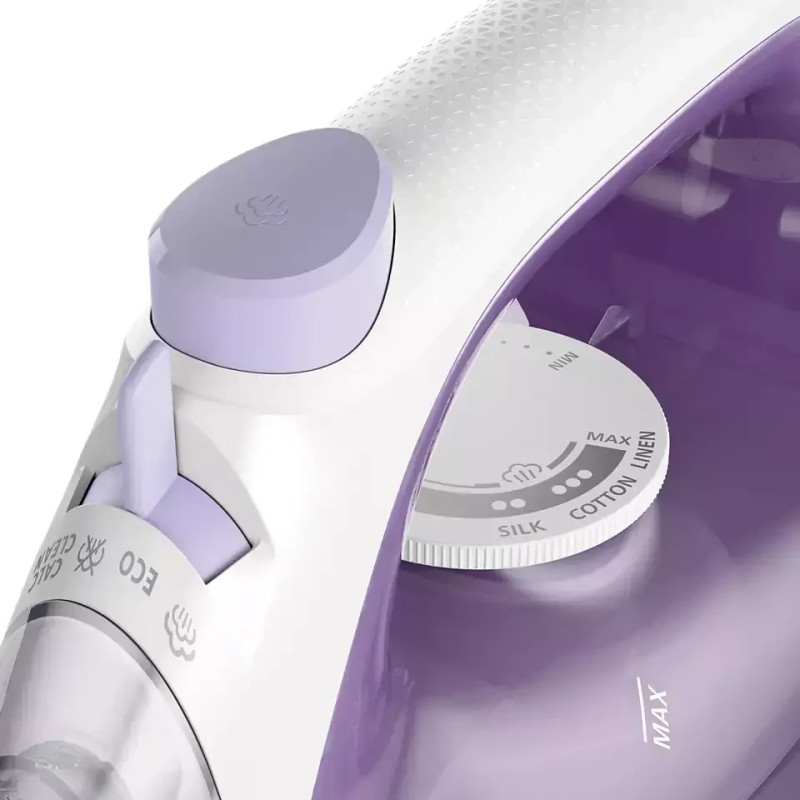 Праска Philips DST3010/30, Пар 30 г/хв, 0,3 л, Керамічна підошва, 2000 Вт, Білий / Фіолетови