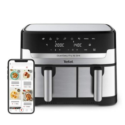 Двофритюрниця TEFAL Easy Fry&Gril EY905D10, 2.4кг, 8.3л, 2700Вт, чорно-сріблястий