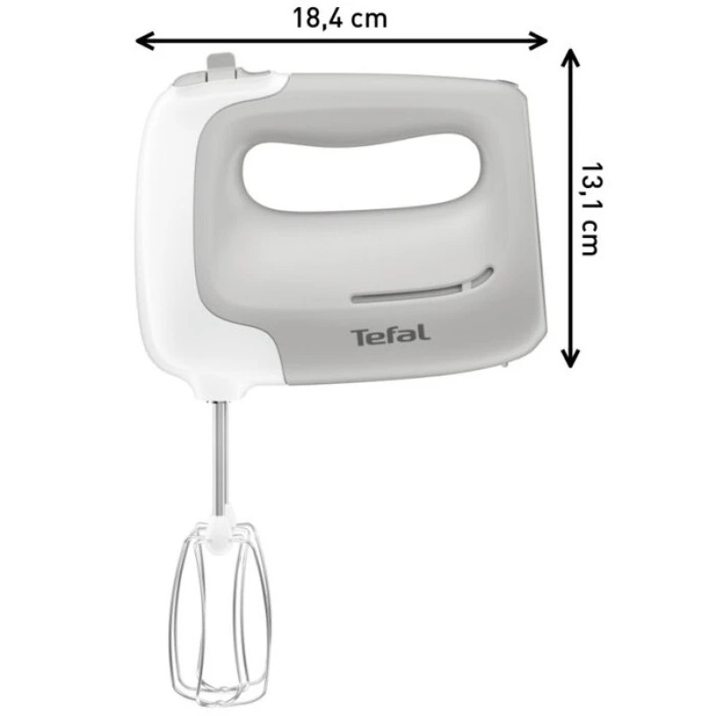 Ручний міксер Tefal Prep`Mix HT450B38, 450 Вт, 5 налаштувань швидкості, Turbo, білий / сірий