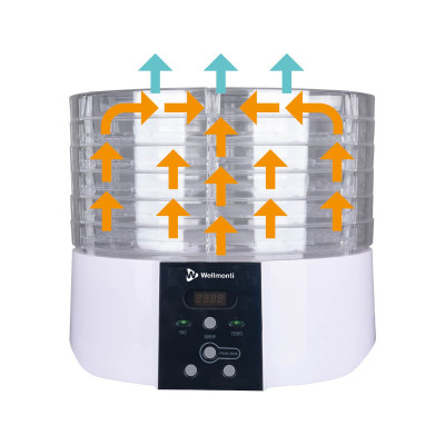 Wellmonti WM-1010 Сушарка для овочів і фруктів/Ел.керув./520Ват/6 лот. рег.вис. об’єм.23л і діам.32см