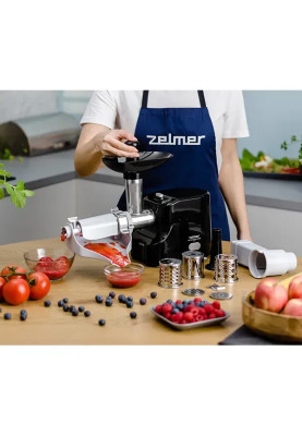 М`ясорубка Zelmer ZMM1530B, 1500 Вт, продуктивність подрібнення 1,8 кг/хв, реверс, аксесуар для помідорів