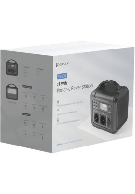 Зарядна станція EZVIZ PS300, 313Wh, 300W, USB C, USB A, Schuko, чорний
