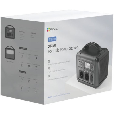 Зарядна станція EZVIZ PS300, 313Wh, 300W, USB C, USB A, Schuko, чорний