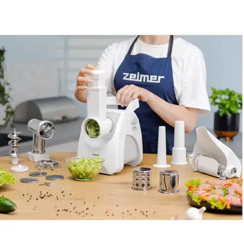 М`ясорубка ZELMER ZMM9803B, 3 кг/хв, 2200 Вт, насадка для ковбас/тертки,томатний сок, біла