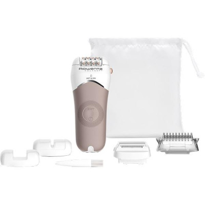 Епілятор ROWENTA Aqua Soft EP4930F0, 24 пінцета, 2 швидкості, 6 аксесуарів, Wet&Dry, акумулятор, біло-срібний