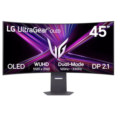 Ігровий монітор LG UltraGear 45GX950A OLED (WOLED), відгук 0.03 мсЧастота:165 Гц, 330 Гц (WFHD)Контрастність:1 500 000:1Яскравість