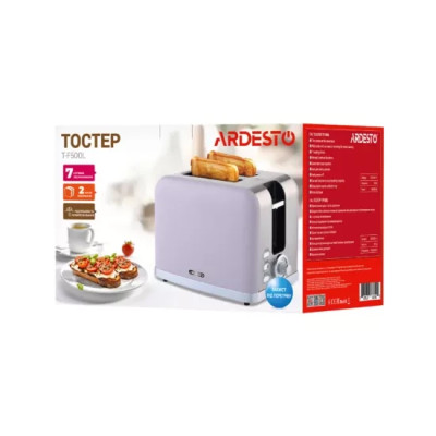 Тостер ARDESTO Lilac Dream, 800Вт, метал, 2 слоти, ліловий+сріблястий Тостер ARDESTO Lilac Dream, 800Вт, метал, 2 слоти, ліловий+сріблястий